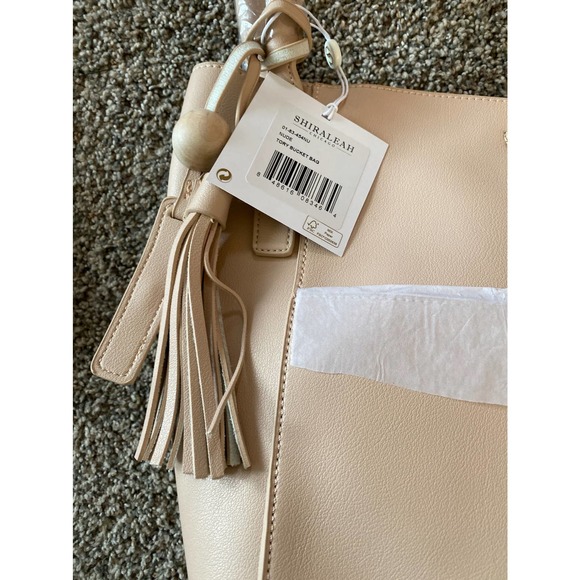 Shiraleah Nude Tassel-Accent Tory Bucket Bag - Picture 3 of 5